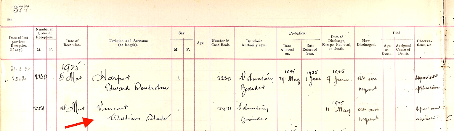 William as Patient at Lara Inebriate Retreat